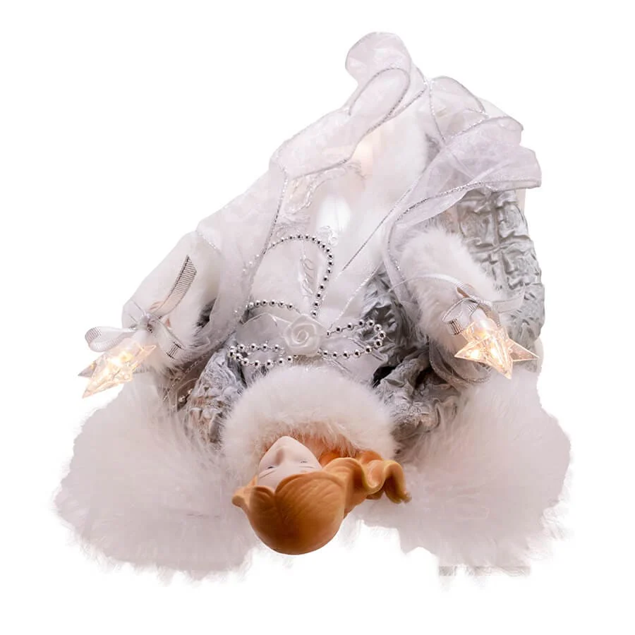 Silver & Gray Lighted Angel Tree Topper - Image 5