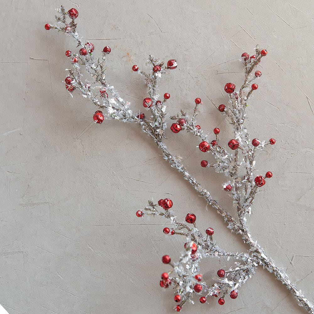 Silver & Red Sprig With Metallic Ball & Bell Spray - Image 3