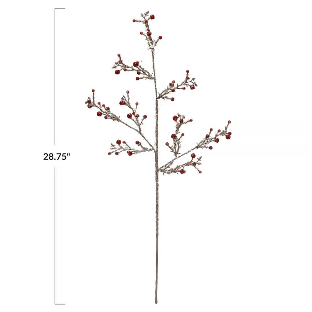Silver & Red Sprig With Metallic Ball & Bell Spray - Image 4