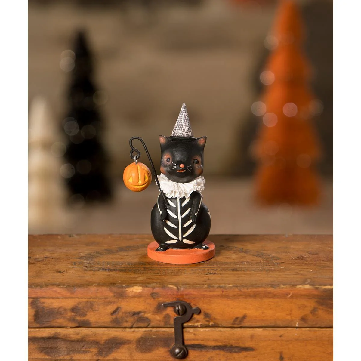 Skeleton Cat With Pumpkin Lantern - Image 3
