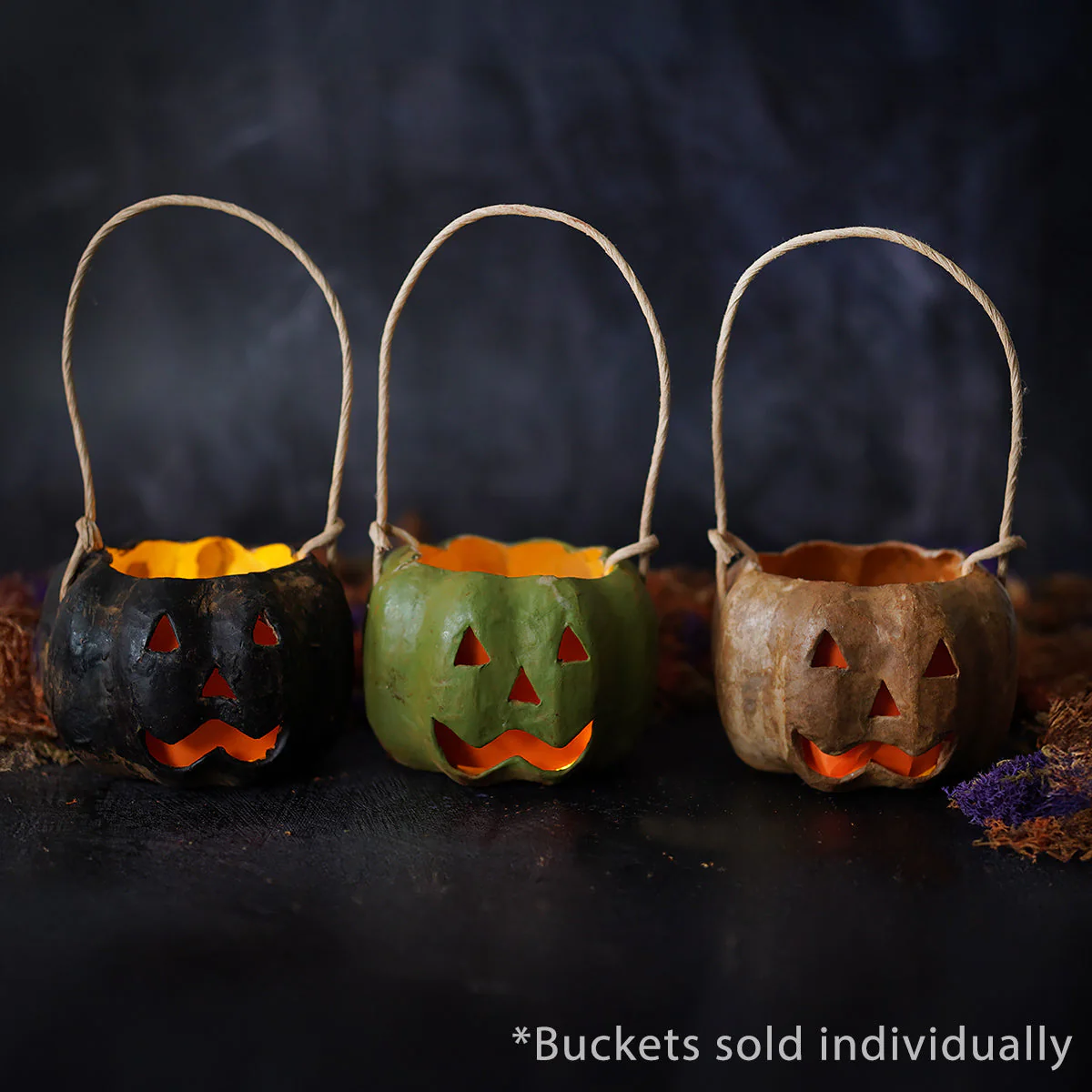 Small Carved Black Pumpkin Bucket - Image 3