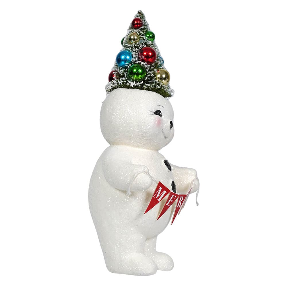 Small Retro Merry Snowman With Tree - Image 2