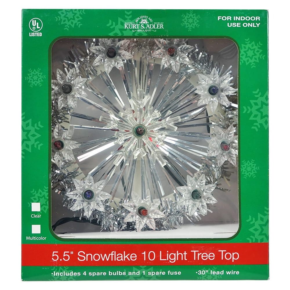 5.5" UL 10L Snowflake With Multicolored Lights Tree Topper - Image 2
