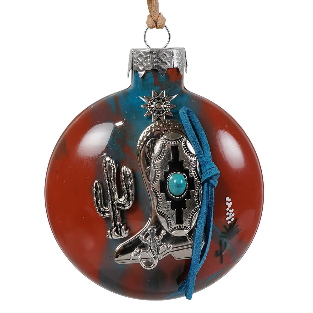 Southwestern Boot Glass Ornament