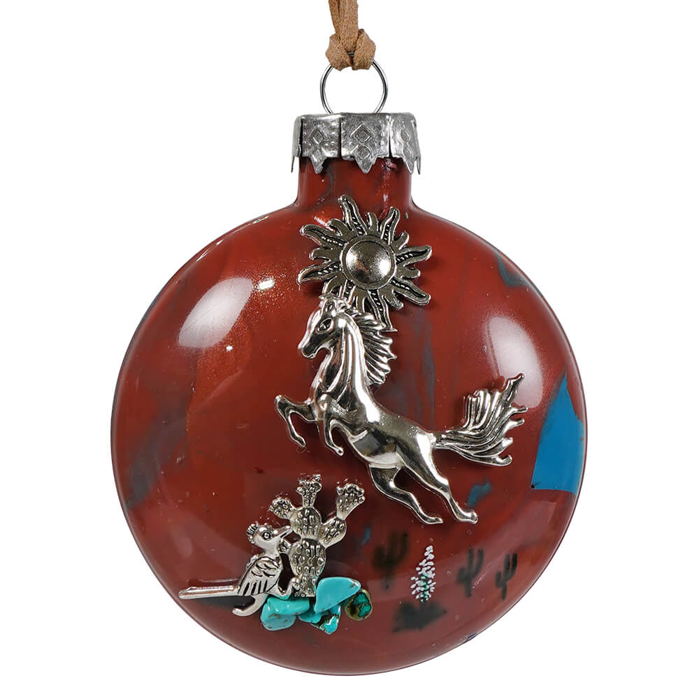 Brown Southwestern Horse Glass Ornament