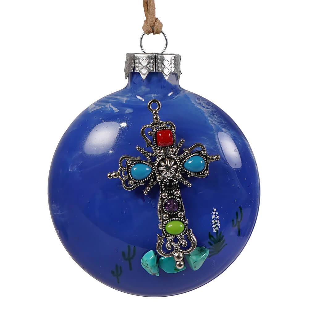 Southwestern Jeweled Cross Christmas Ornament