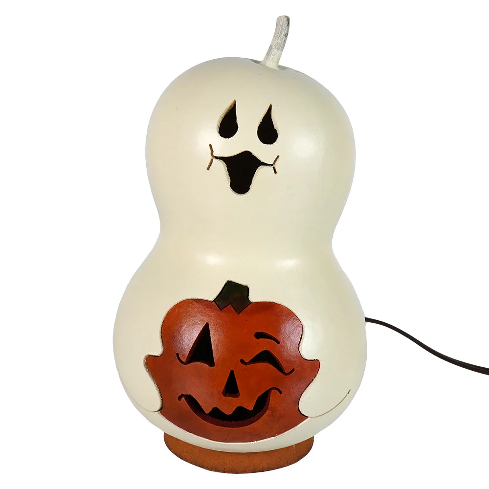 Spooky Boo - Small Lighted Ghost Gourd - Image 3
