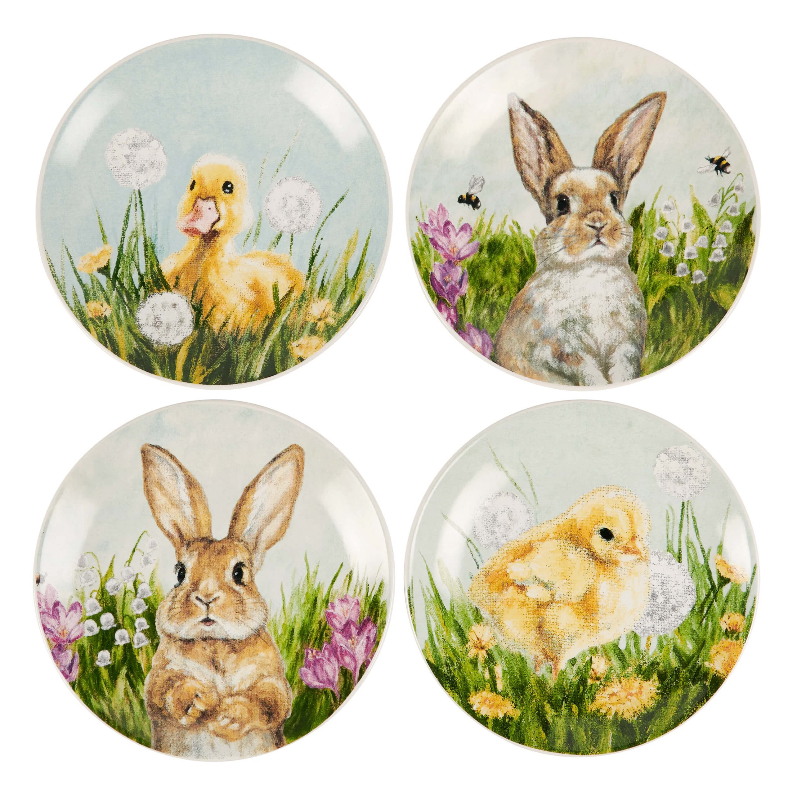 Spring Friends Stoneware Plates Boxed Set/4