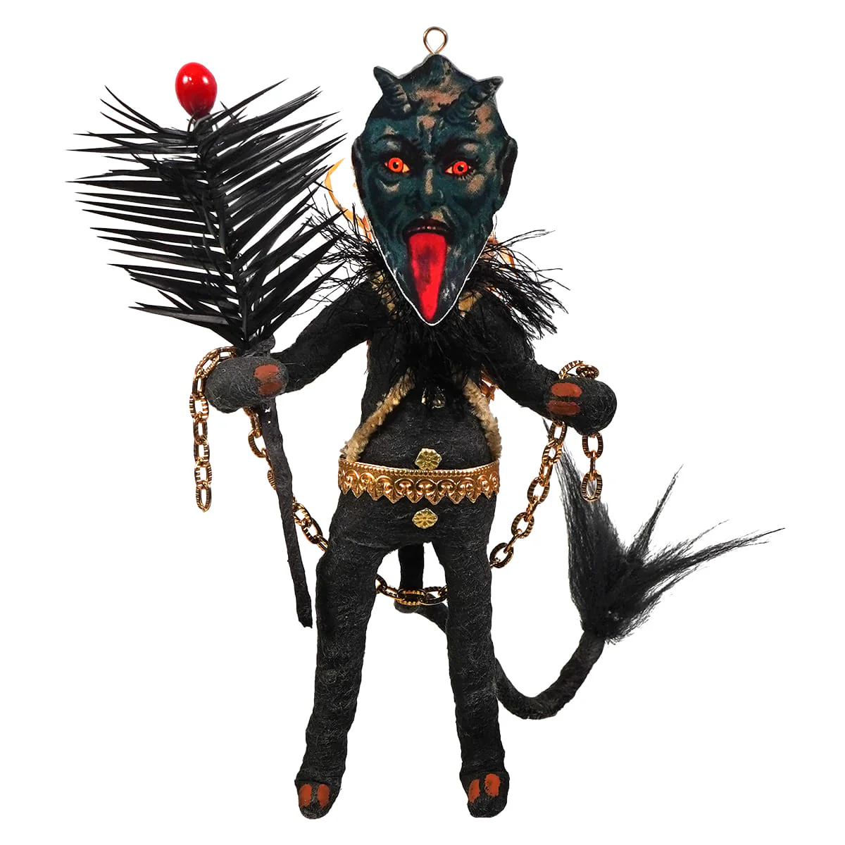 Spun Cotton Black Krampus Freestand Ornament