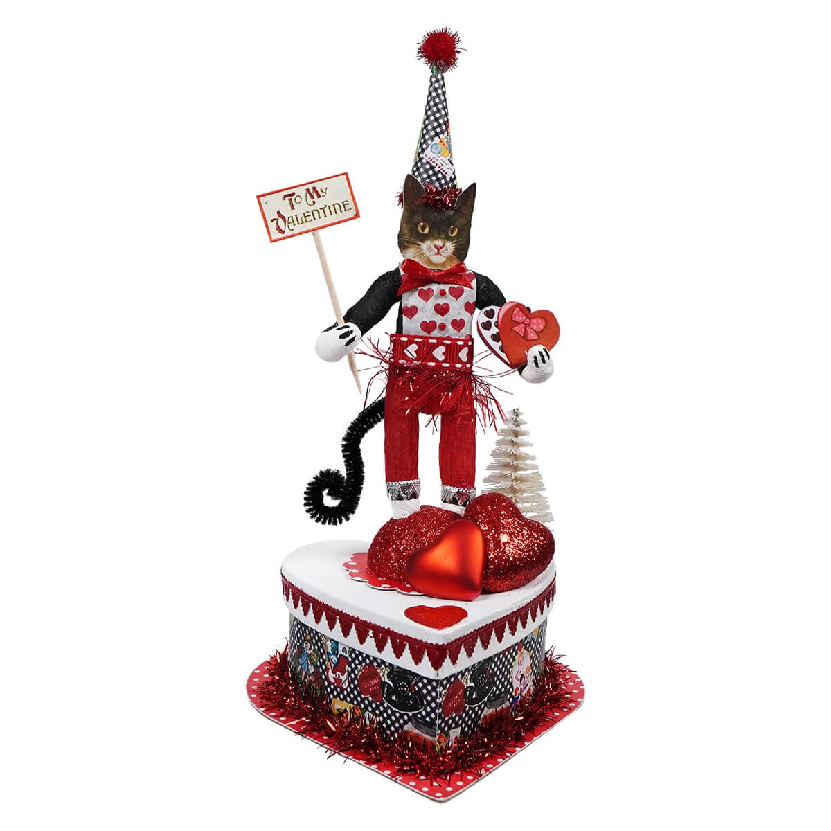 Spun Cotton Boy Tuxedo Cat Valentine Box