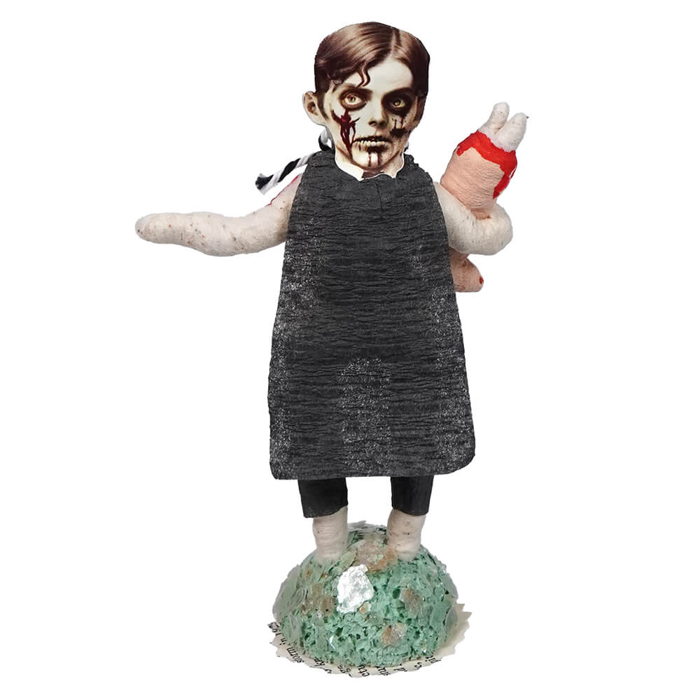 Spun Cotton Halloween Zombie Boy With Severed Leg Figure - Image 2