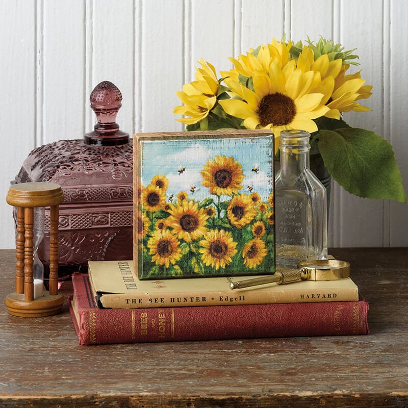 Sunflowers & Bees Wood Block Sign - Image 3