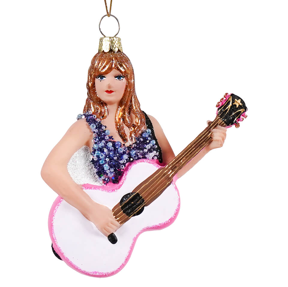 Taylor Swift Playing Guitar Glass Ornament