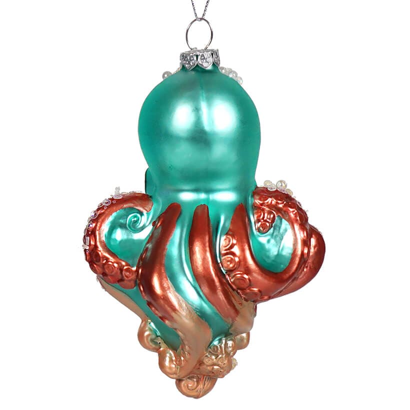 Teal & Coral Octopus Ornament - Image 2