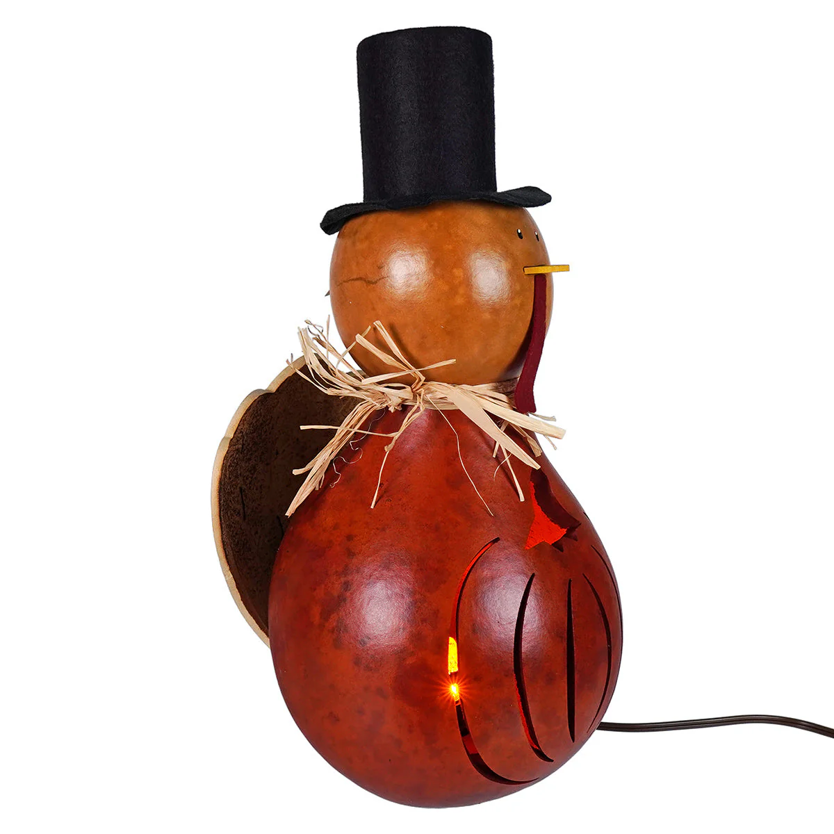 Theodore -  Large Lighted Turkey Gourd - Image 2