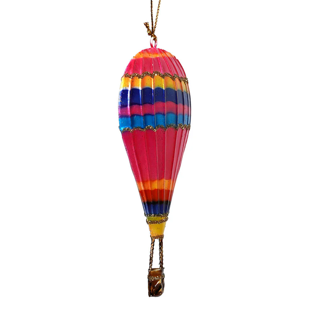 Tin Multi Color Striped Hot Air Balloon Ornament - Image 2