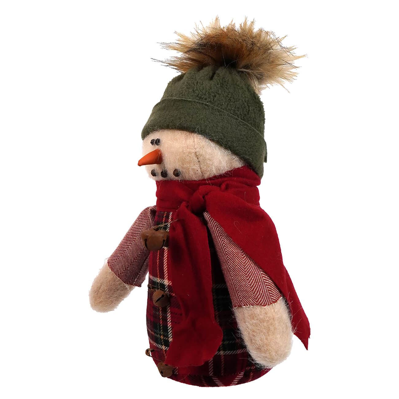 Traditional Christmas Attire Baby Snowman Wearing Green Fluffy Hat - Image 2