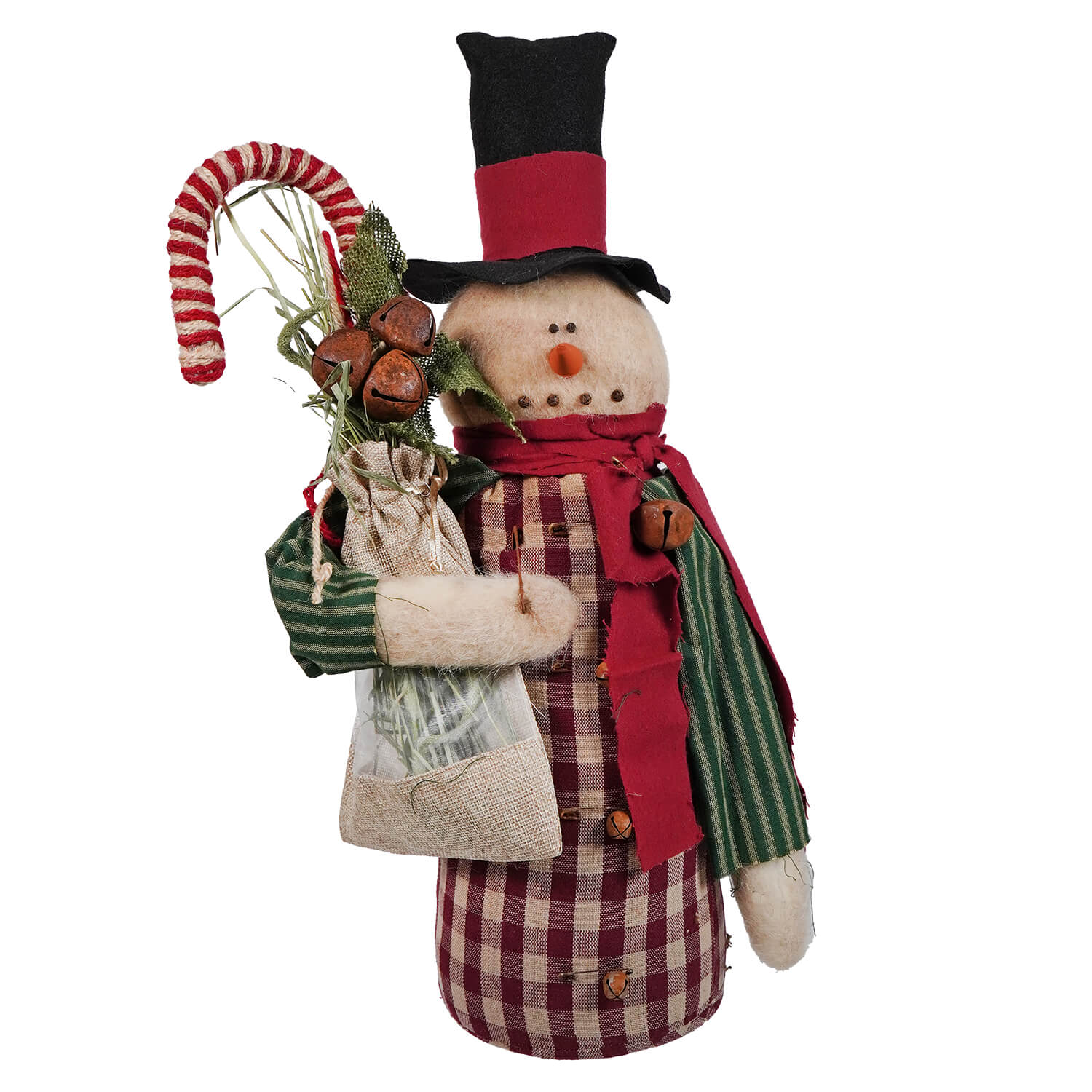Traditional Christmas Attire Pencil Snowman Holding Stocking
