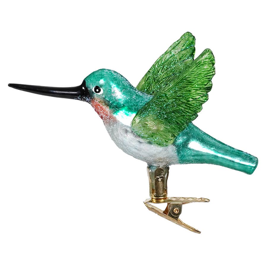 Noble Gems™ Turquoise Hummingbird Clip-On Glass Ornament