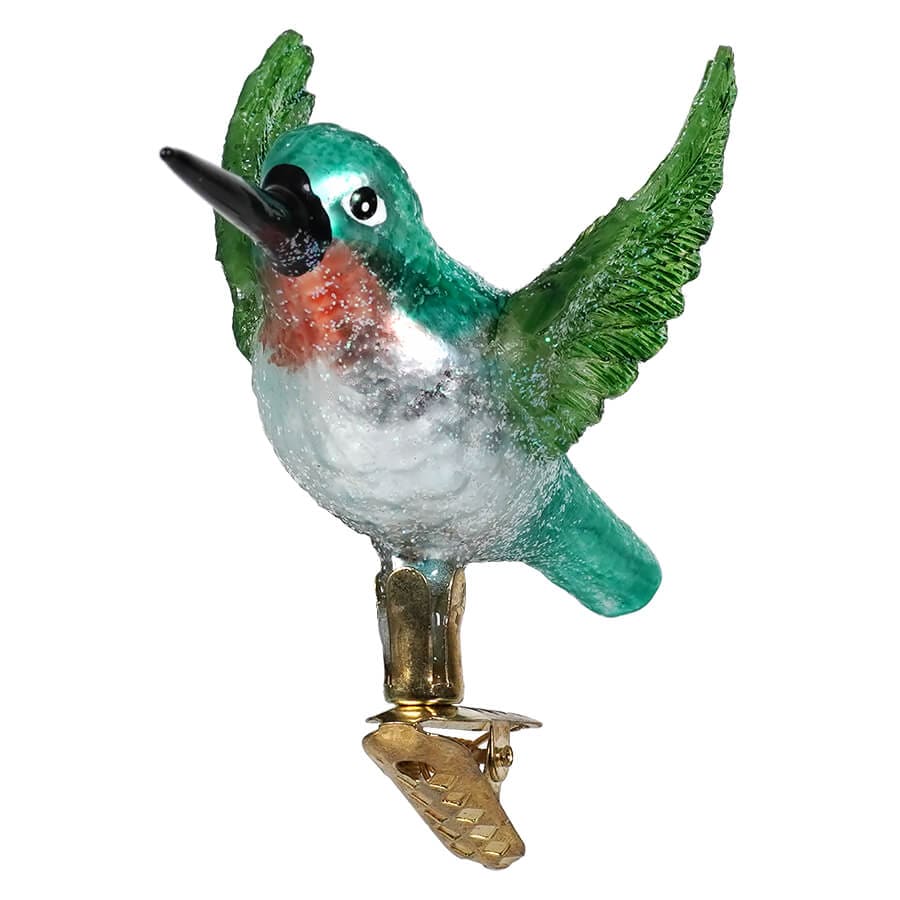 Noble Gems™ Turquoise Hummingbird Clip-On Glass Ornament - Image 2