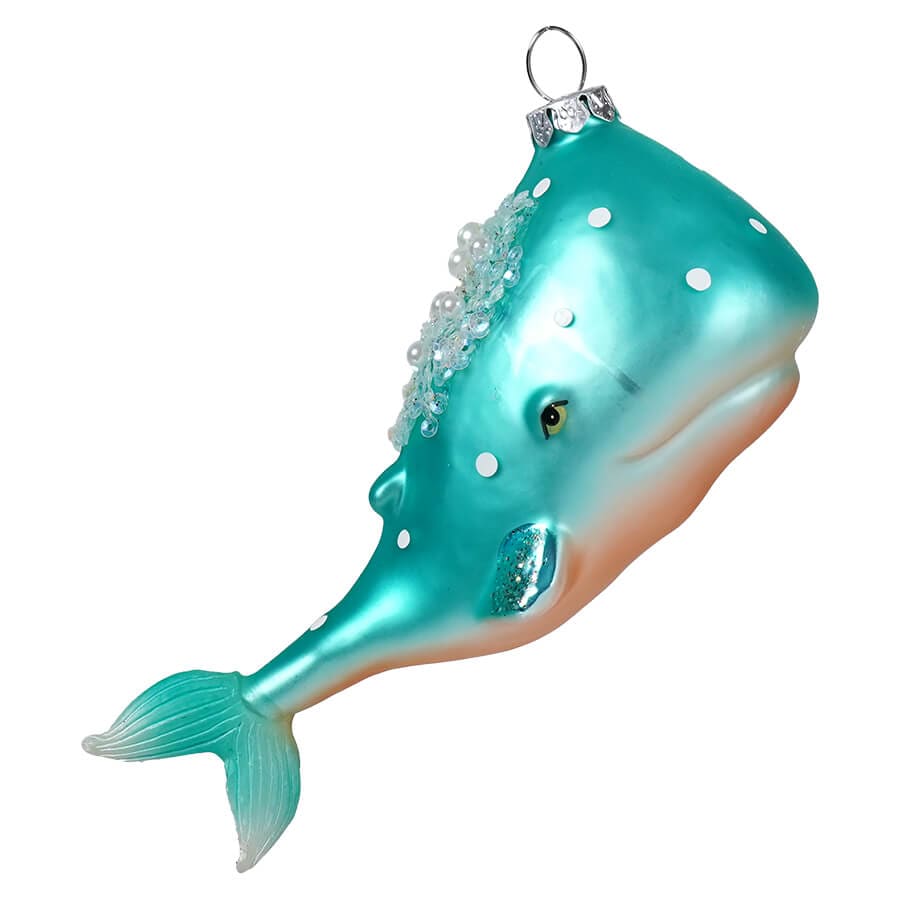 Turquoise & Gold Whale Ornament