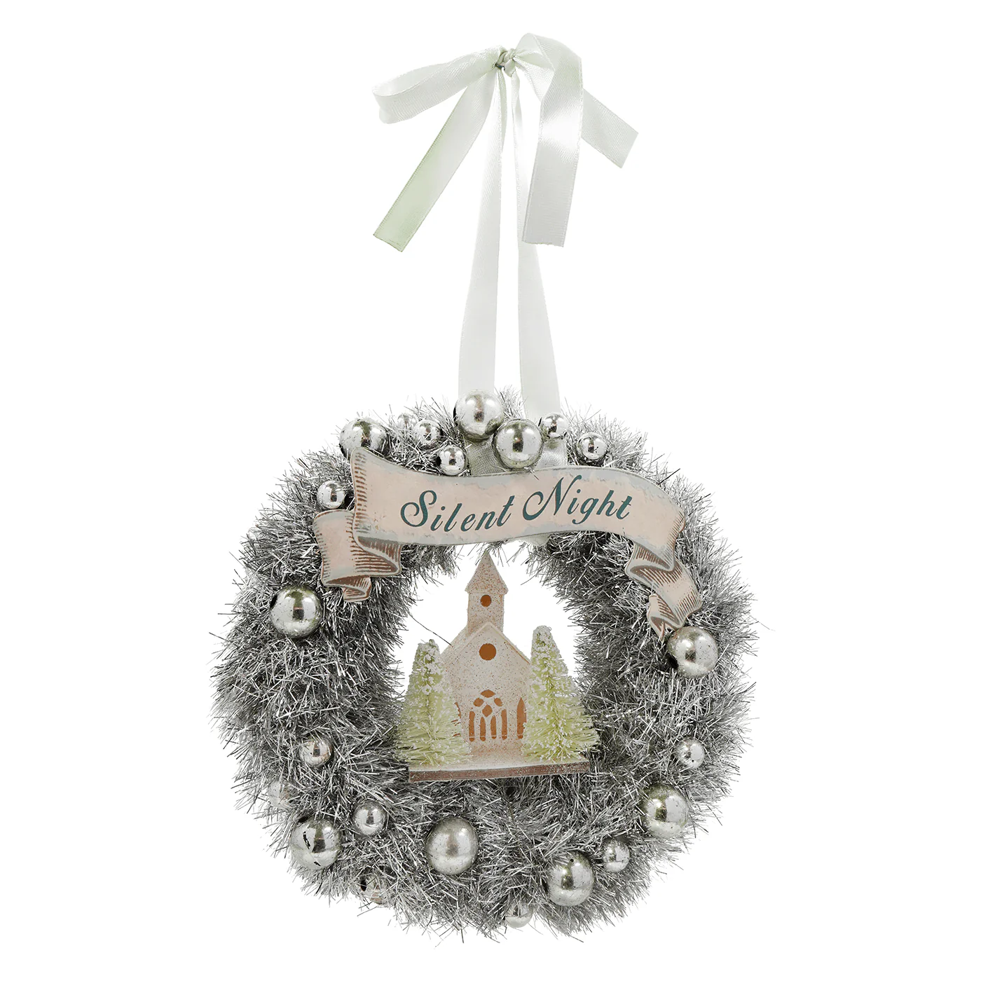 Silent Night Wreath With Church Ornament