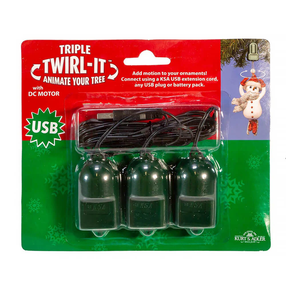 USB Twirl-It™ Triple Ornament Spinner With DC Motor - Image 2