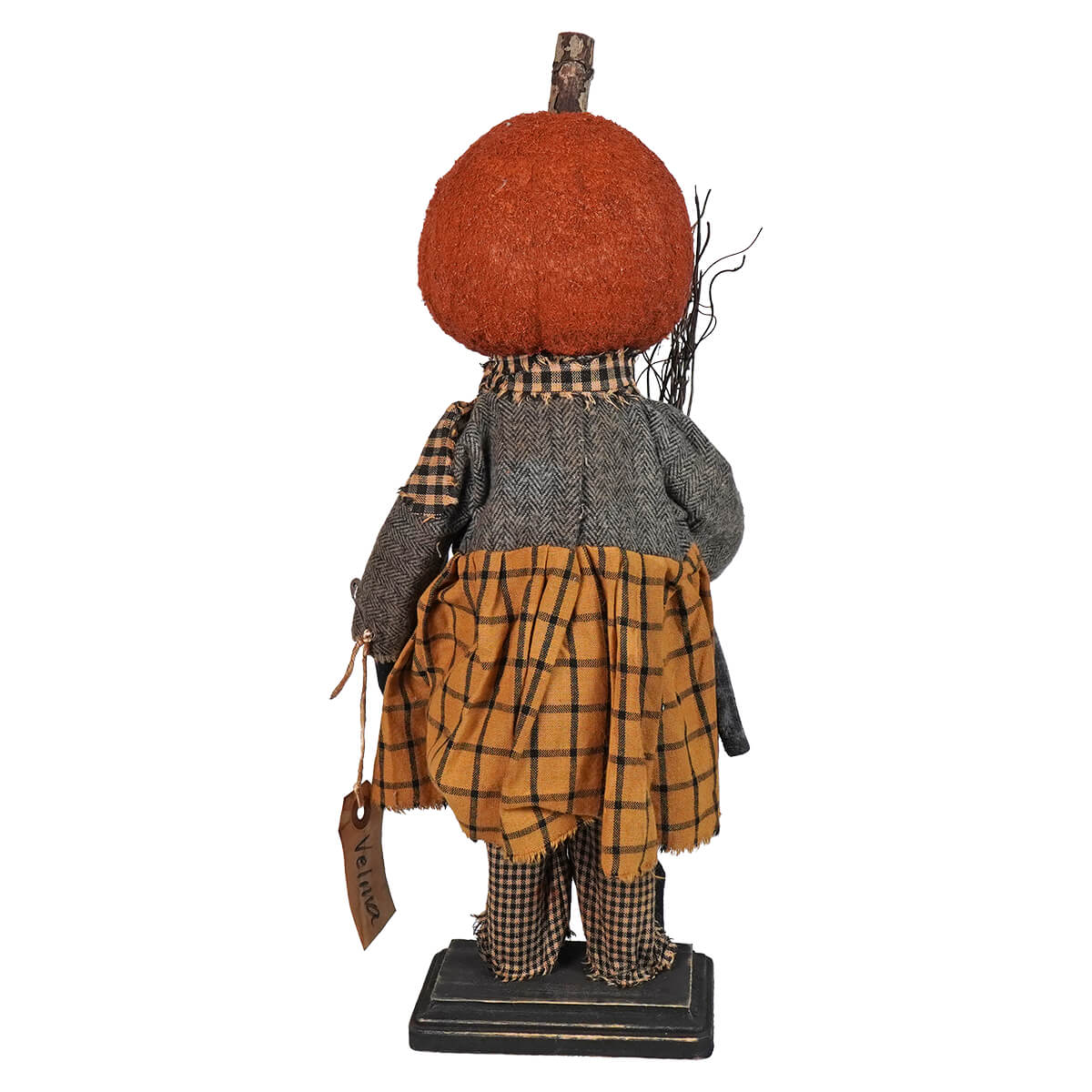 Velma Pumpkin Head Girl Wearing Mustard Dress & Holding Crow - Image 3