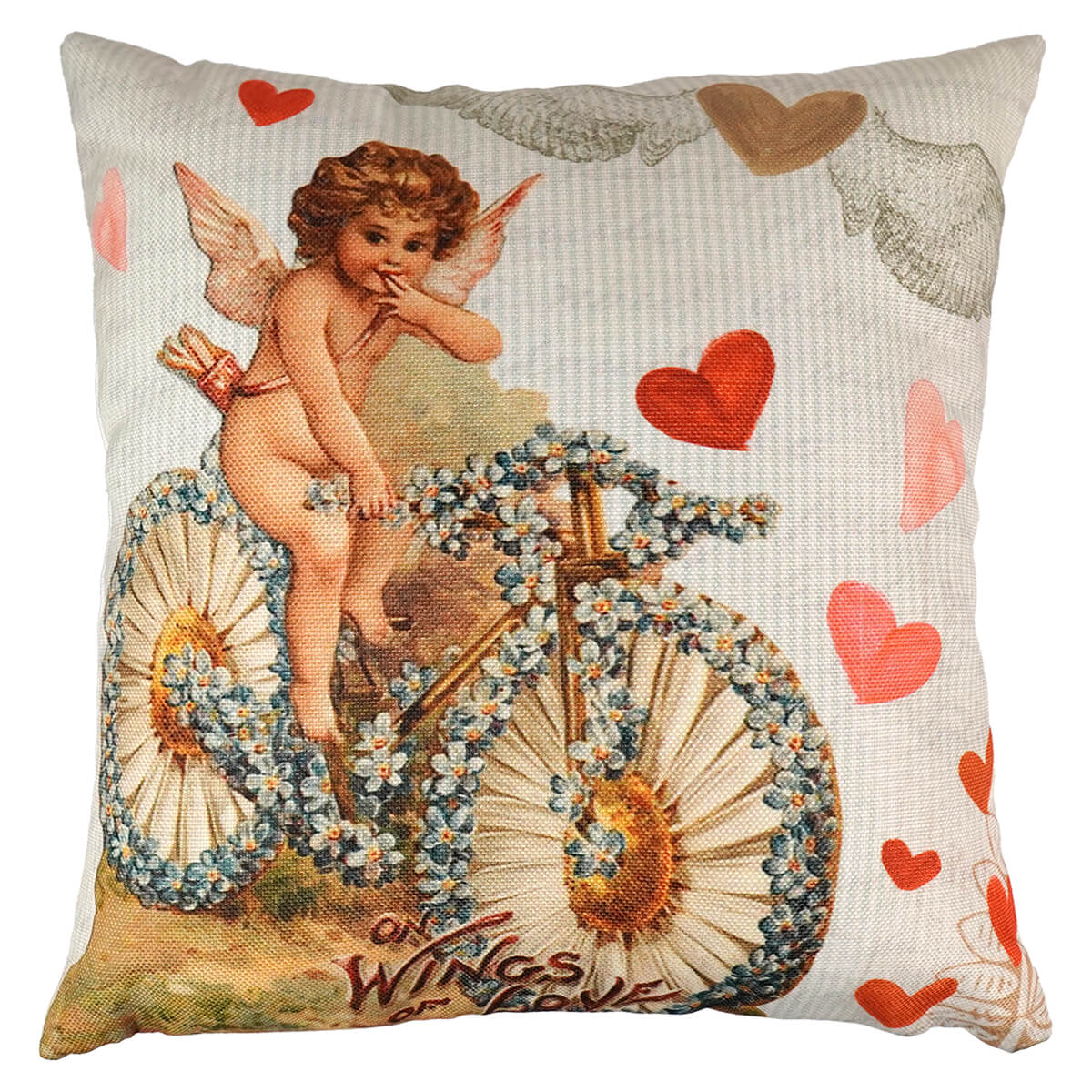 Vintage Angel On Flower Bicycle Pillow