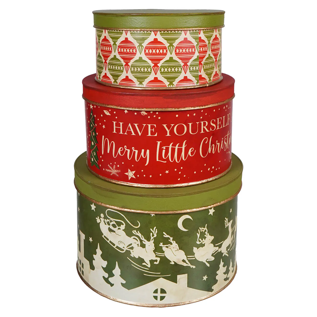 Vintage Christmas Tins Set/3