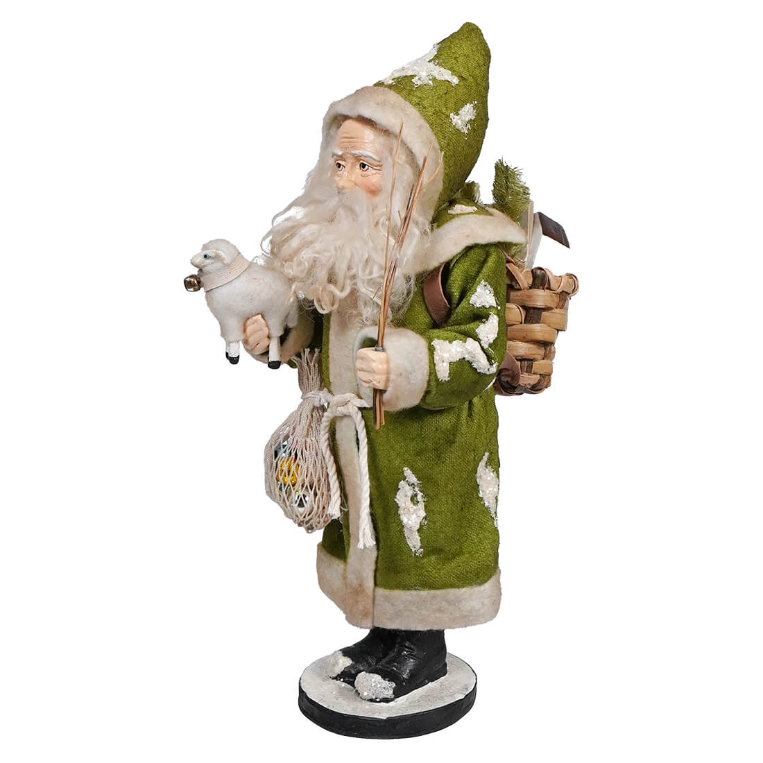 Vintage Green Coat Santa Carrying Gifts - Image 2