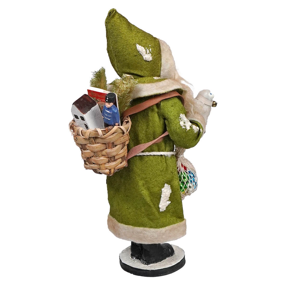Vintage Green Coat Santa Carrying Gifts - Image 3