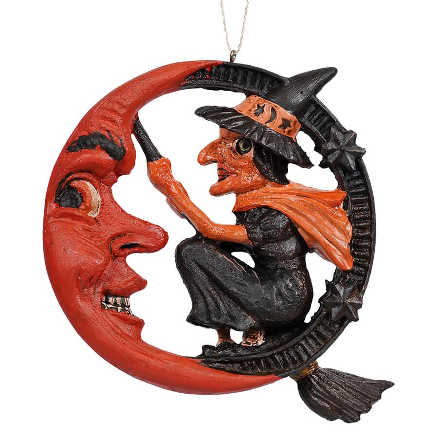 Vintage Halloween Witch On Moon Ornament - Image 2