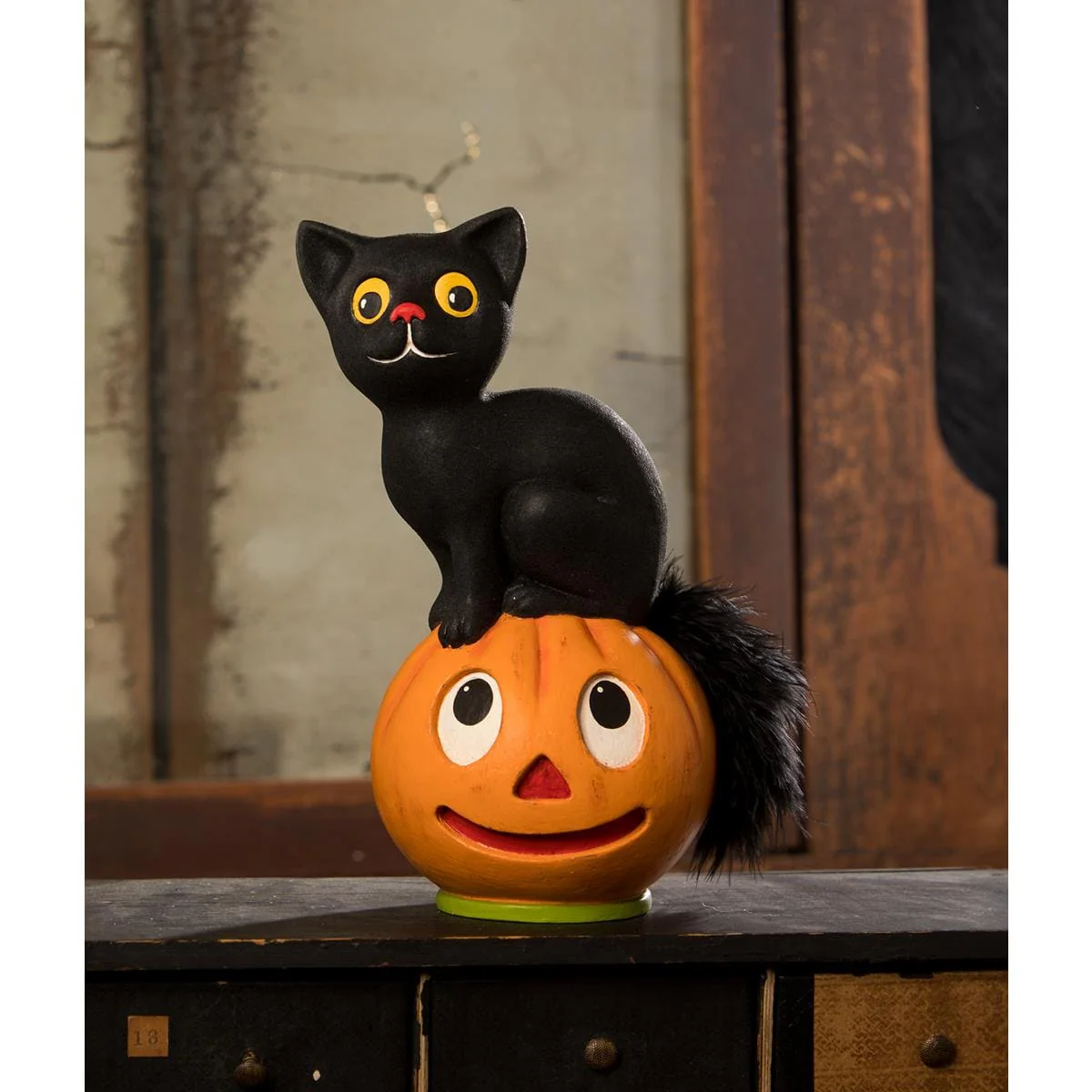 Vintage Seated Cat On Pumpkin - Image 3