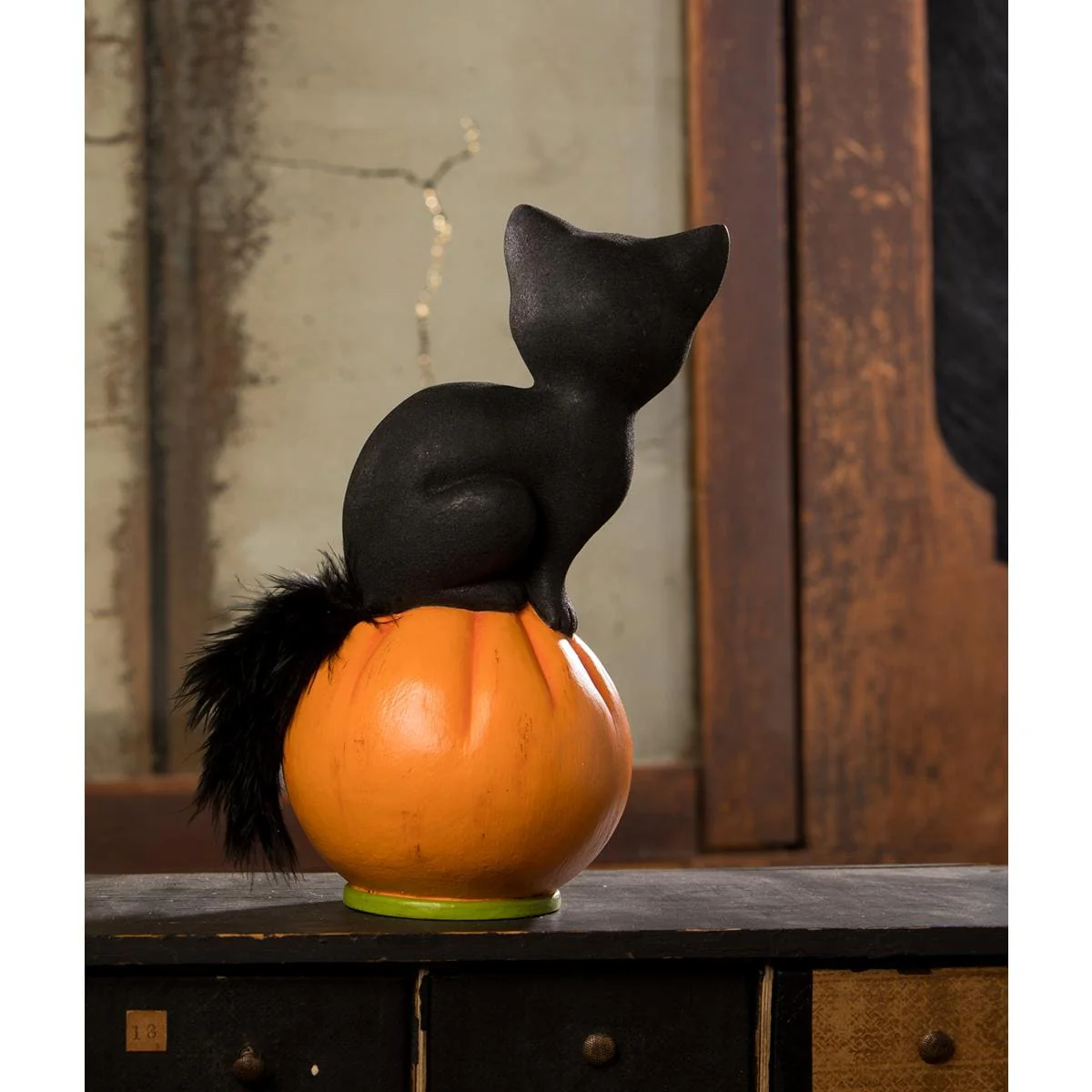 Vintage Seated Cat On Pumpkin - Image 4