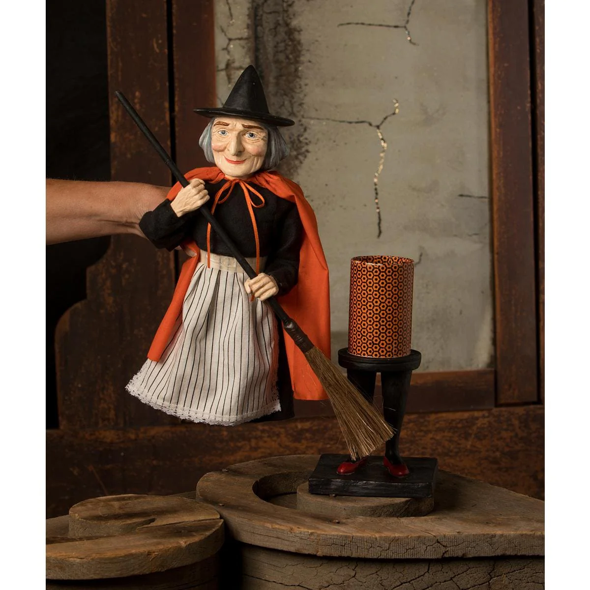 Vintage Witch Holding Broom Container - Image 6
