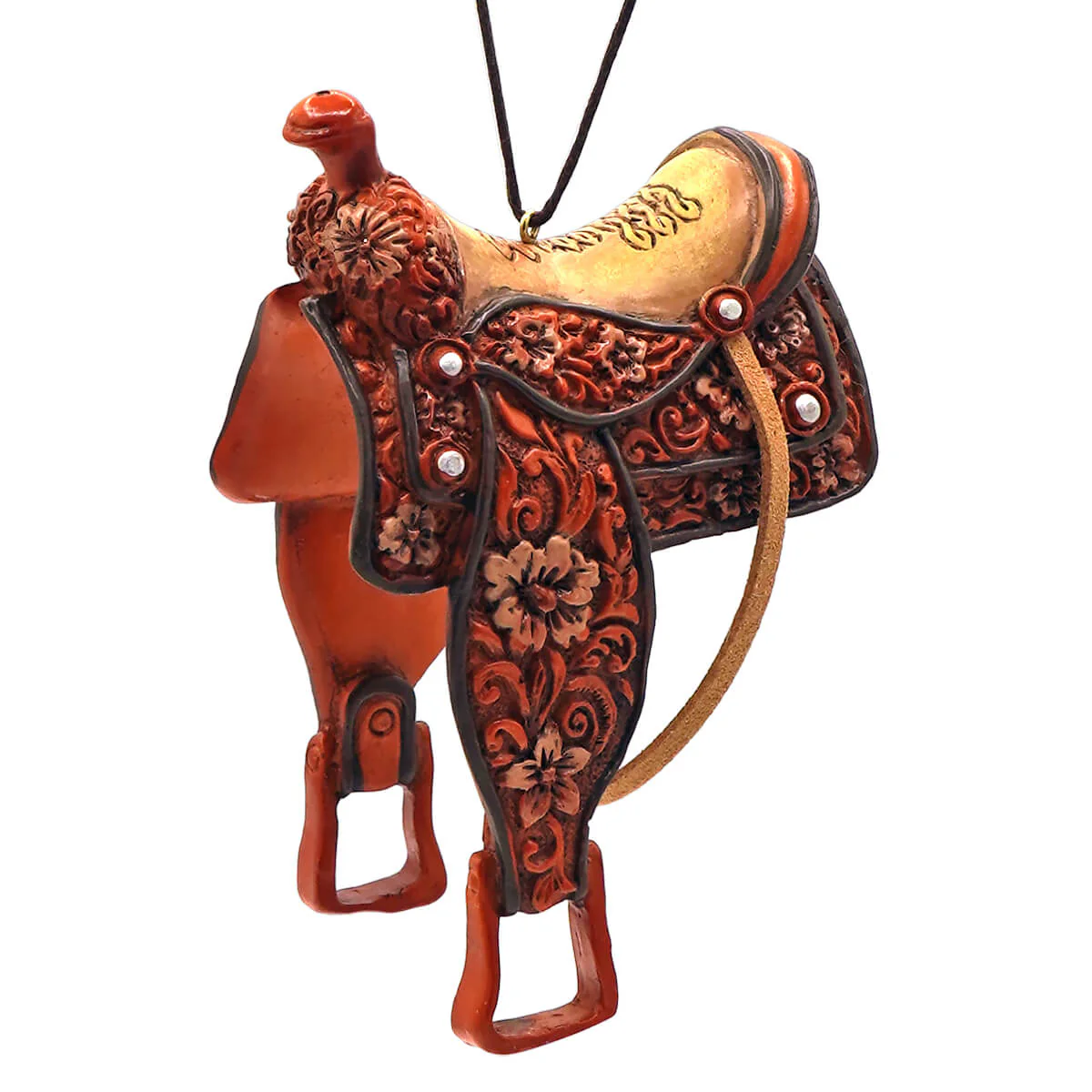 Western Saddle With Flowers Ornament