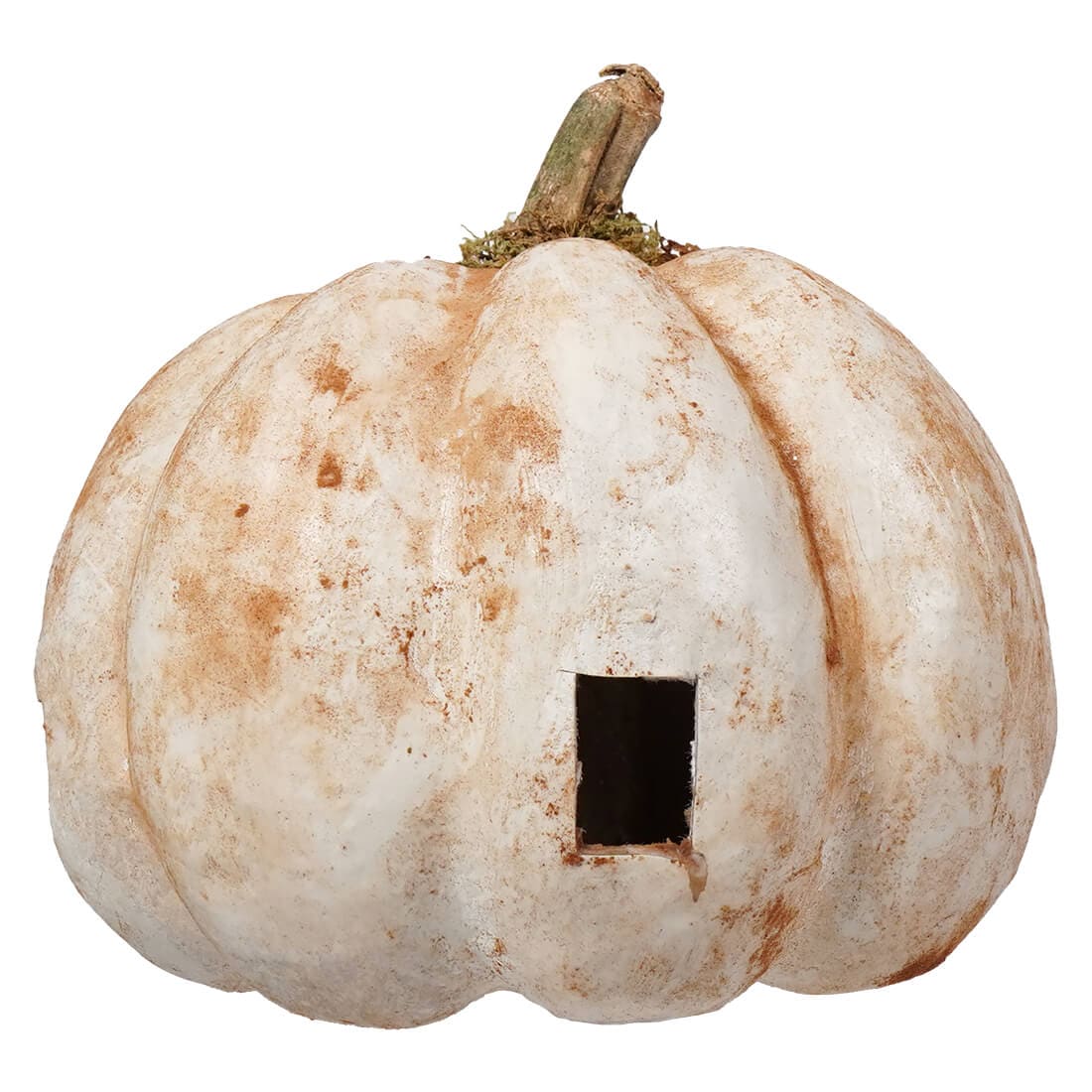 White Carved Pumpkin With Upside Down Nose - Image 2