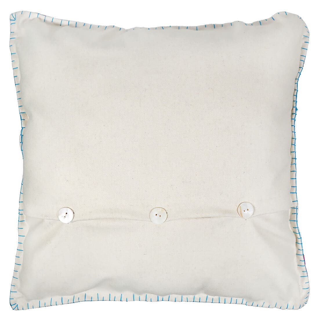 White-Edged Blue Pillow With Rabbits - Image 2