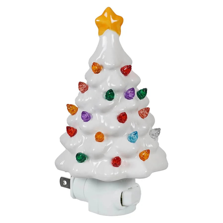 White Ornamented Christmas Tree Night Light