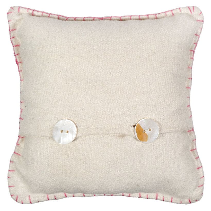 White Pillow With Brown Rabbit Holding Egg - Image 2