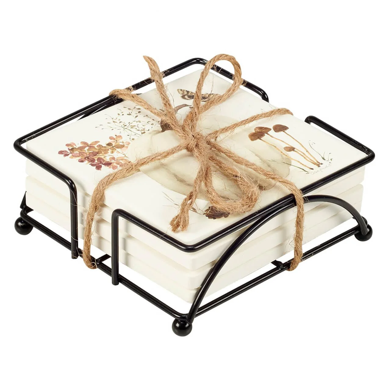 White Pumpkin & Fall Foliage Coasters Set/4 - Image 5