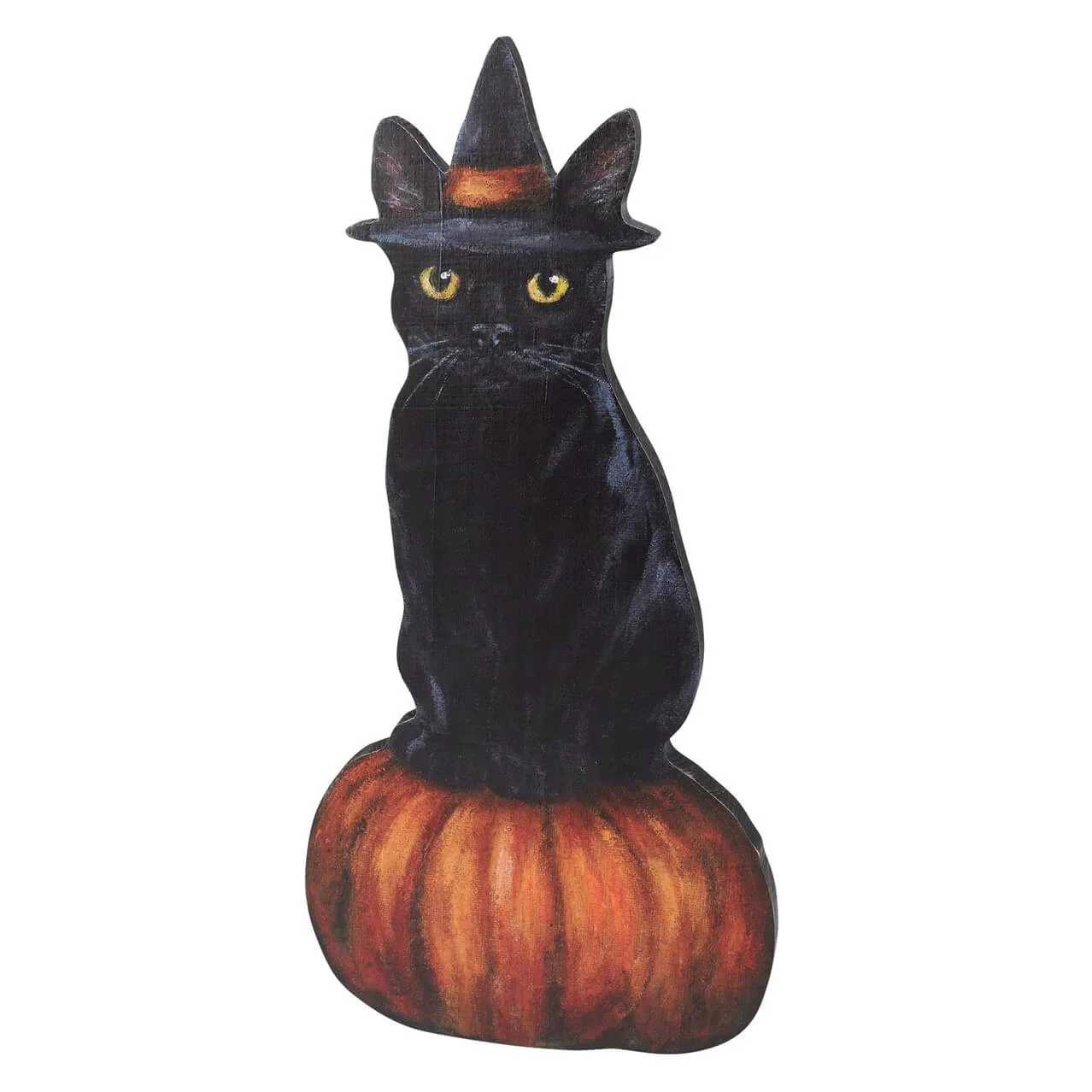Witchy Black Cat Sitting On Pumpkin Porch Leaner & Hanger