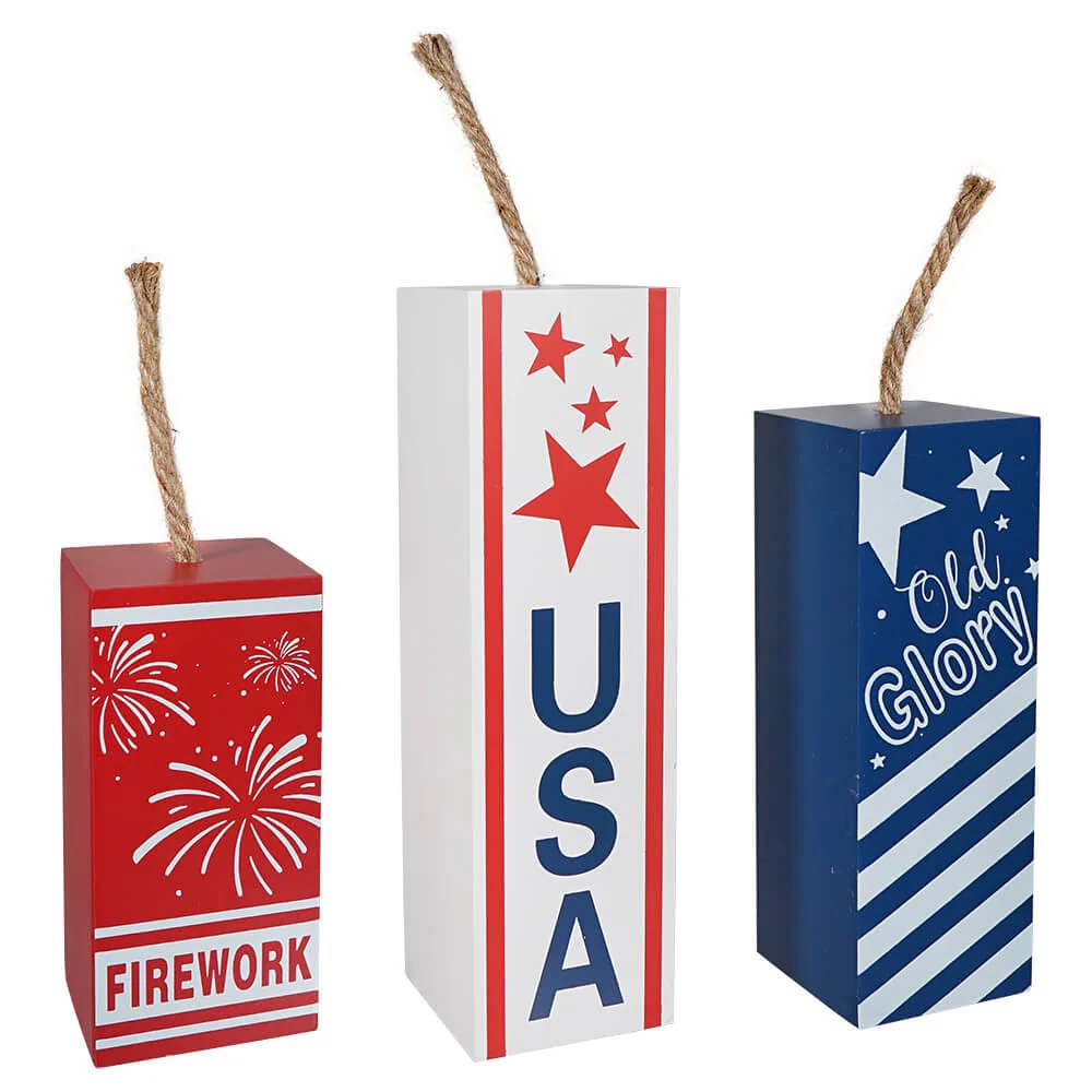 Wood Americana Firework Blocks Set/3 - Image 2