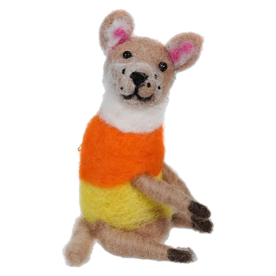 Wool Felt Dog In Candy Corn Costume - Image 2