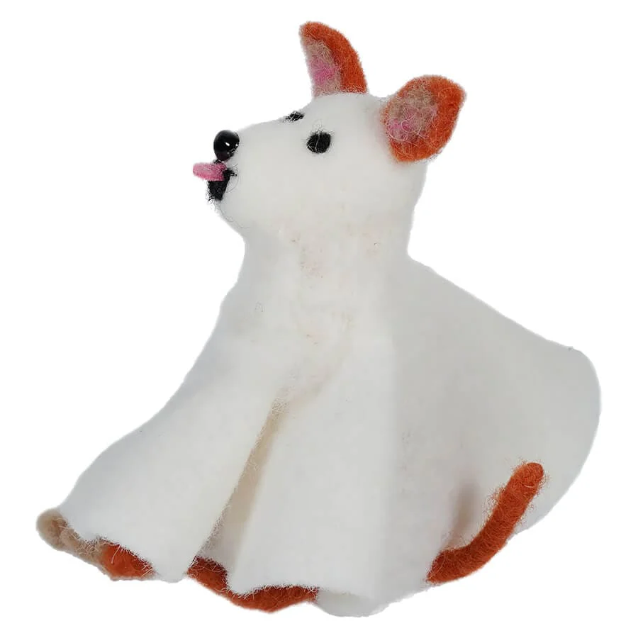 Wool Felt Dog In Ghost Costume - Image 2