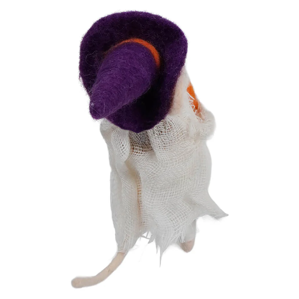 Wool Felt Witch Costume Trick-Or-Treat Mouse Holding Candy Corn - Image 2